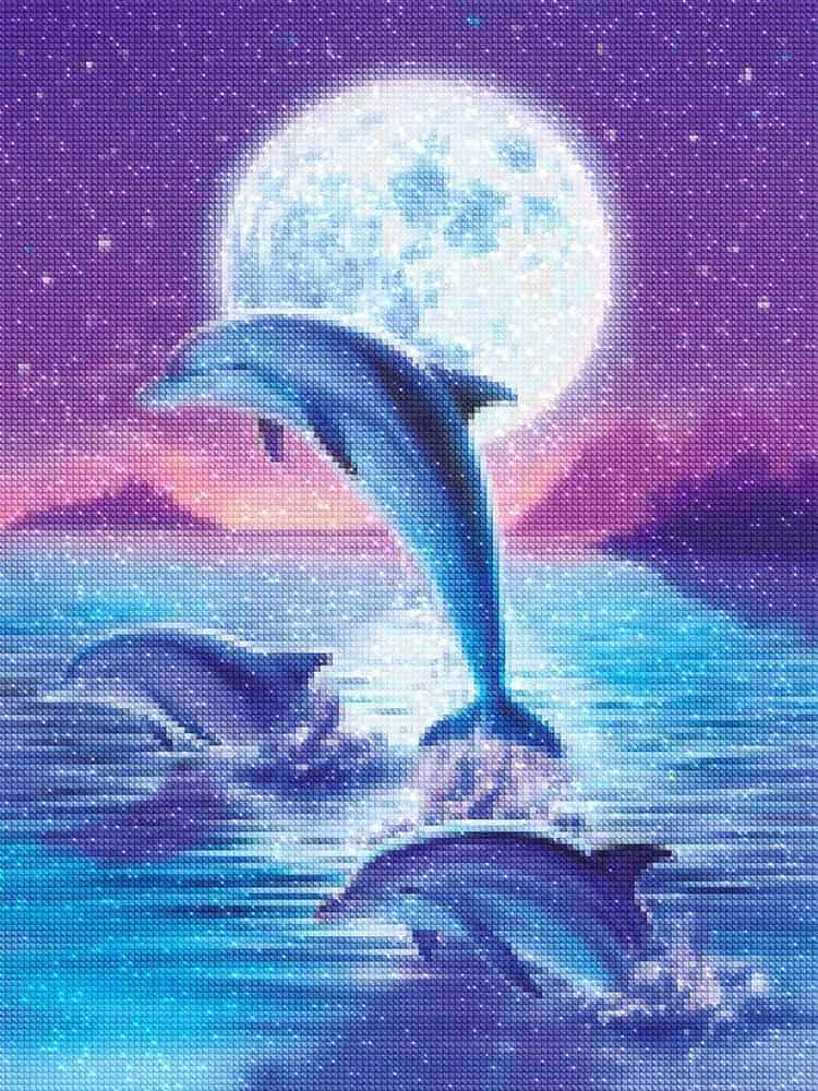 5D Diamond Painting Dolphin Ocean Waterfalls Kit