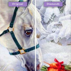 Diamonds-Wizard-Diamond-Painting-Kits-Animals-Pferd-weißes-Pferd-im-Schnee-vorher-nachher-jpg