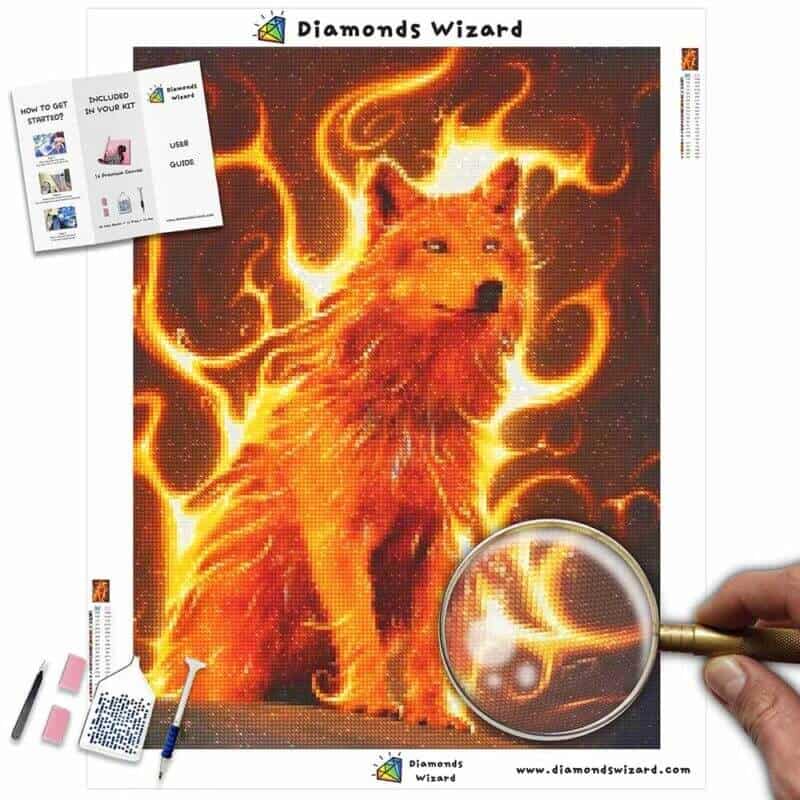 Diamentowy czarodziejdiamentowy zestaw do malowaniazwierzętawolfirewolfpłótnojpg