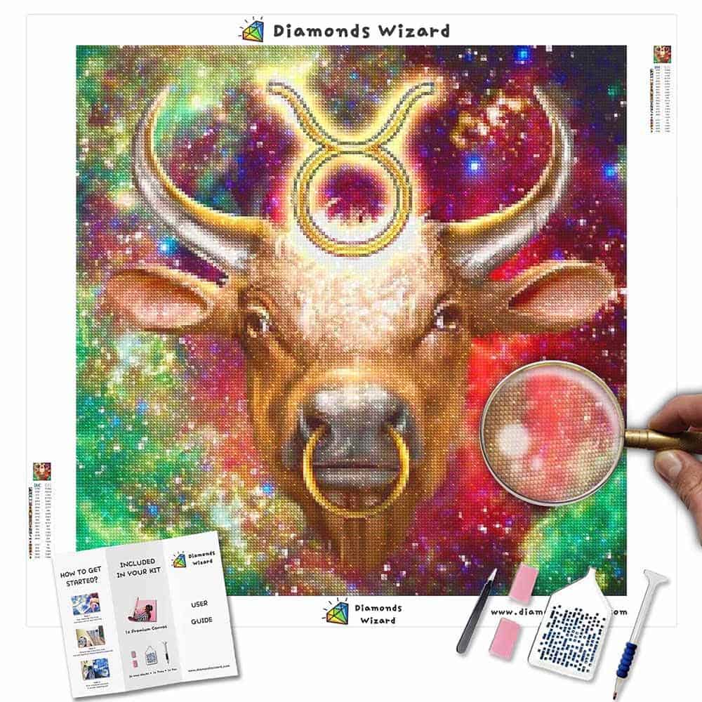 Diamond Painting Zodiac Sign Bull – Diamonds Wizard