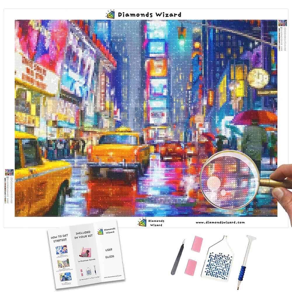 Diamond Painting Rainy Day In Time Square – Diamonds Wizard