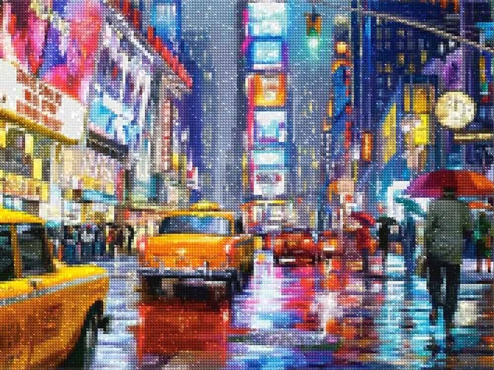 Diamond Painting Rainy Day In Time Square – Diamonds Wizard