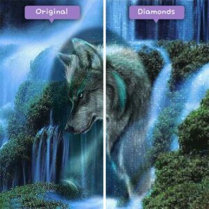diamanter-troldmand-diamant-maleri-sæt-landskab-vandfald-ulv-og-vandfald-før-efter-jpg