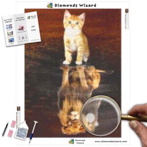 diamanter-trollkarl-diamant-målningssatser-djur-katt-kattunge-reflektion-som-ett-lejon-canvas-jpg