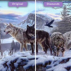 diamanter-trollkarl-diamant-målningssatser-djur-varg-varg-pack-före-efter-jpg
