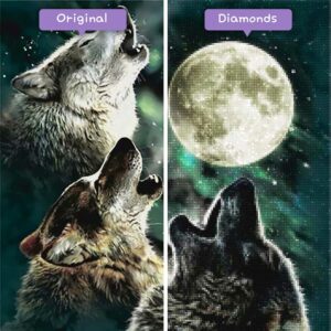 Diamonds-Wizard-Diamond-Painting-Kits-Animals-Wolf-Wölfe-heulen-den-Mond-before-after-jpg