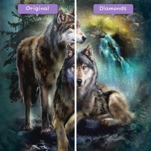 Diamonds-Wizard-Diamond-Painting-Kits-Tiere-Wolf-Wölfe-im-Wald-vorher-nachher-jpg