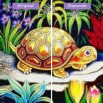 diamenty-czarodziej-diamenty-zestawy do malowania-zwierzęta-żółw-mozaika-żółw-przed-po-jpg