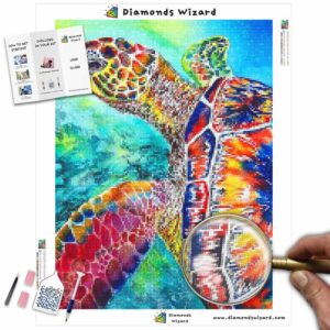 diamonds-wizard-diamond-painting-kits-animaux-tortue-mer-tortue-en-corail-reef-toile-jpg