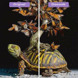 Diamonds-Wizard-Diamond-Painting-Kits-Animals-Turtle-Schildkröte-und-Schmetterlinge-vorher-nachher-jpg