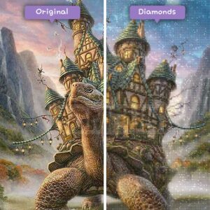 Diamonds-Wizard-Diamond-Painting-Kits-Animals-Turtle-Schildkröte-und-ihr-Haus-vorher-nachher-jpg