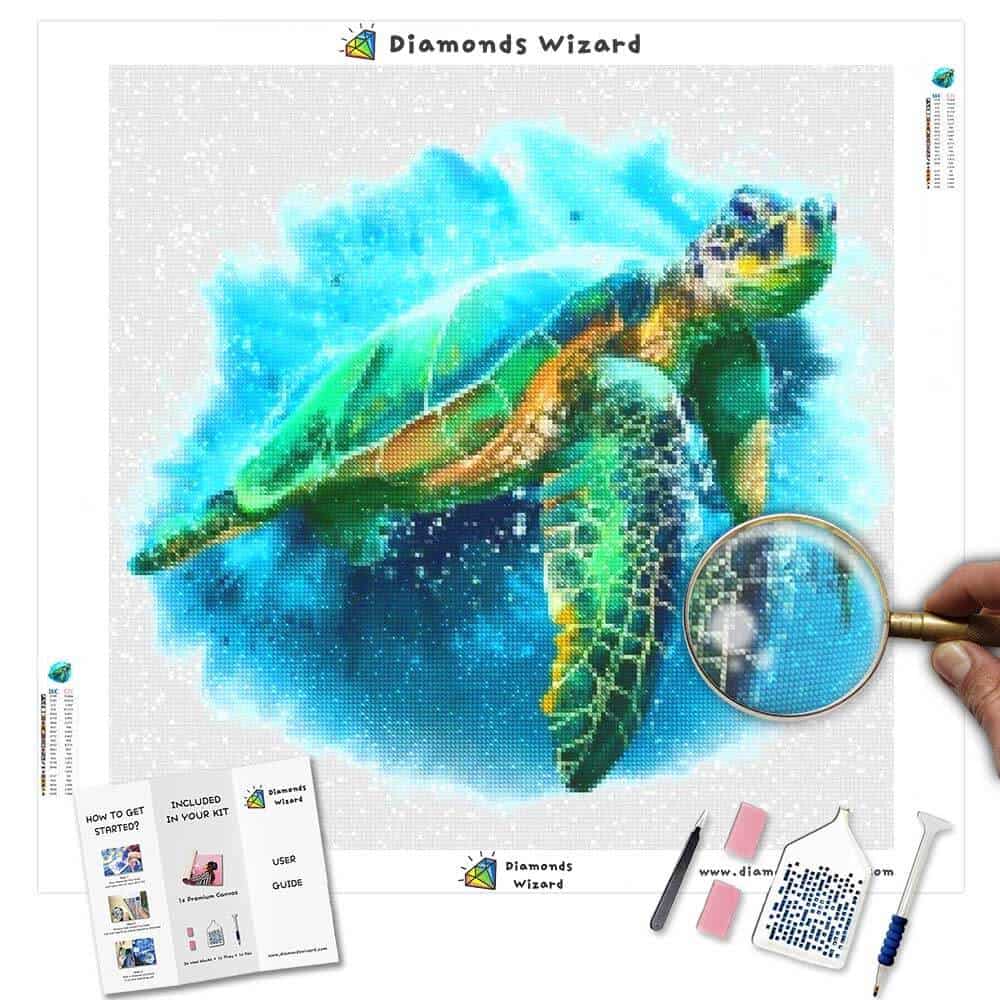 Diamond Painting Watercolor Turtle – Diamonds Wizard