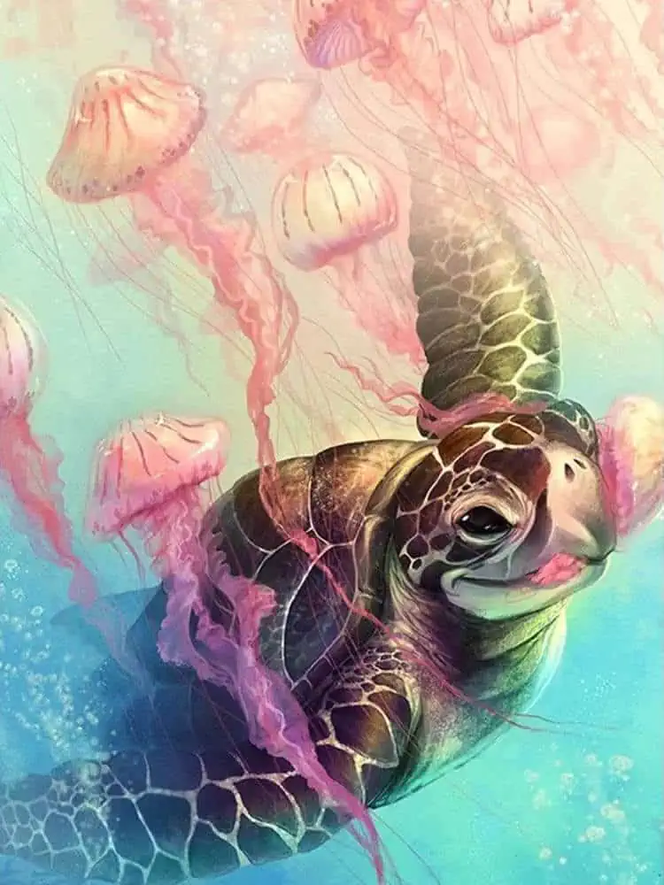 Colorful Jellyfish With Special Shape Diamonds | Animal Diamond Painting |  DIY Diamond Kit | Aquatic Animal Art
