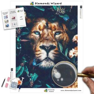 diamanter-trollkarl-diamant-målningssatser-djur-lejon-lejon-och-blommor-canvas-jpg