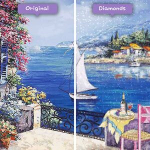 Diamenty-czarodziej-diamenty-zestawy do malowania-krajobraz-grecja-balkony-widok-na-santorini-przed-po-jpg