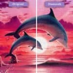 Diamonds-Wizard-Diamond-Painting-Kits-Animals-Dolphin-Sunset-Dolphin-Leaps-Before-After-JPG