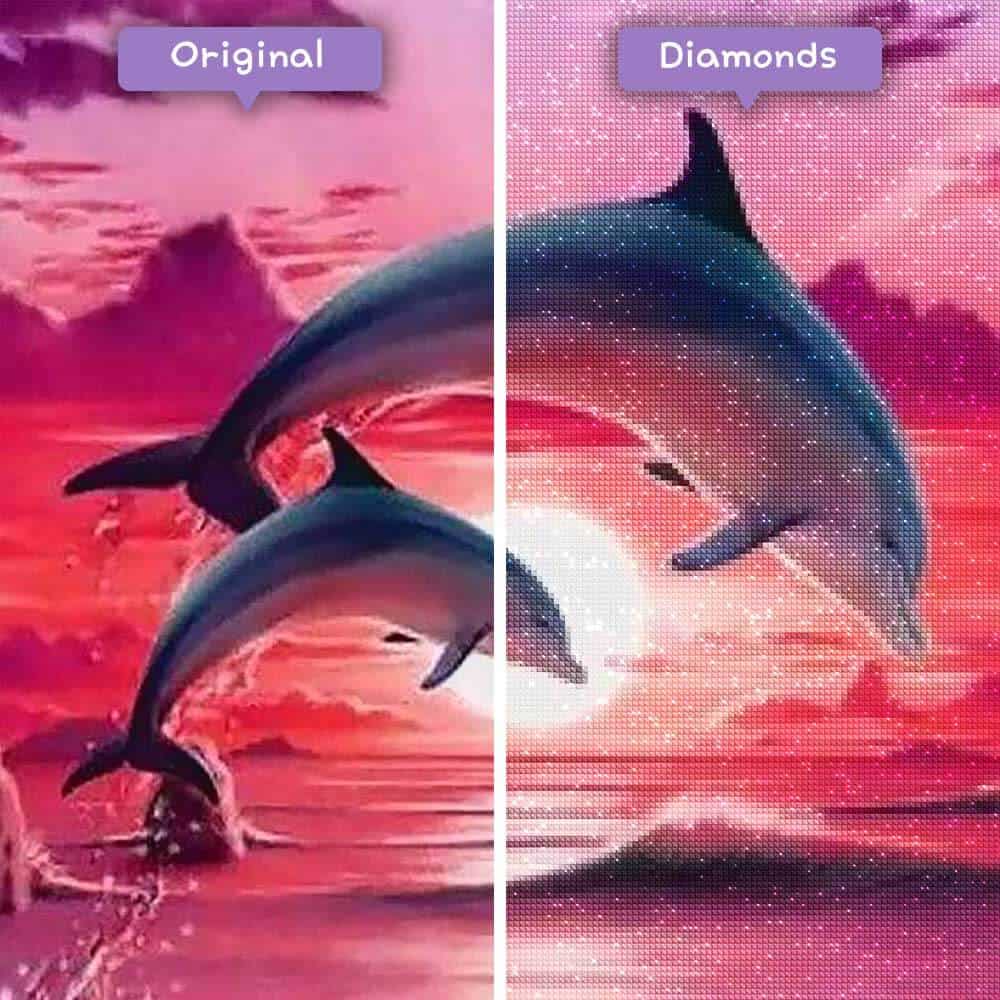 Diamond Painting Sunset Dolphin Leaps – Diamonds Wizard
