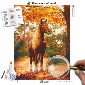 Diamonds-Wizard-Diamond-Painting-Kits-Animals-Pferd-Pferd-in-Herbstszene-Leinwand-jpg