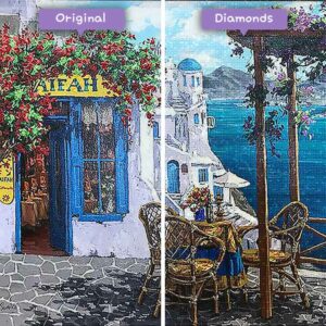 diamenty-czarodziej-zestawy-diamentowe-malowanie-krajobraz-grecja-przerwa na kawę-na-santorini-przed-po-jpg