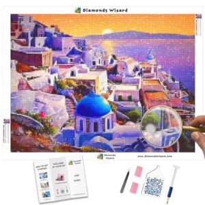 Diamonds-Wizard-Diamond-Painting-Kits-Landscape-Griechenland-Sonnenuntergang-in-Santorini-Leinwand-jpg