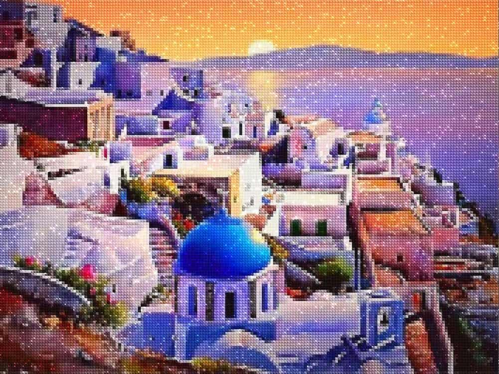 diamonds-wizard-diamond-painting-kits-Landscape-Greece-Sunset-in-Santorini-diamonds.jpg