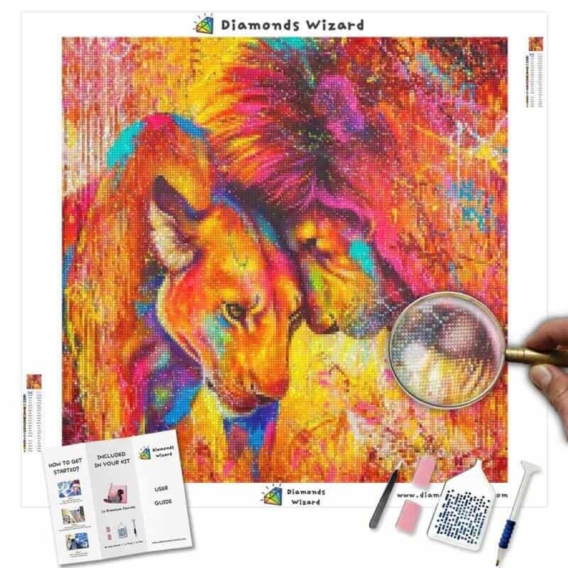 Diamanttrollkarldiamantmålningssatserdjur lejonjonparmålningcanvasjpg