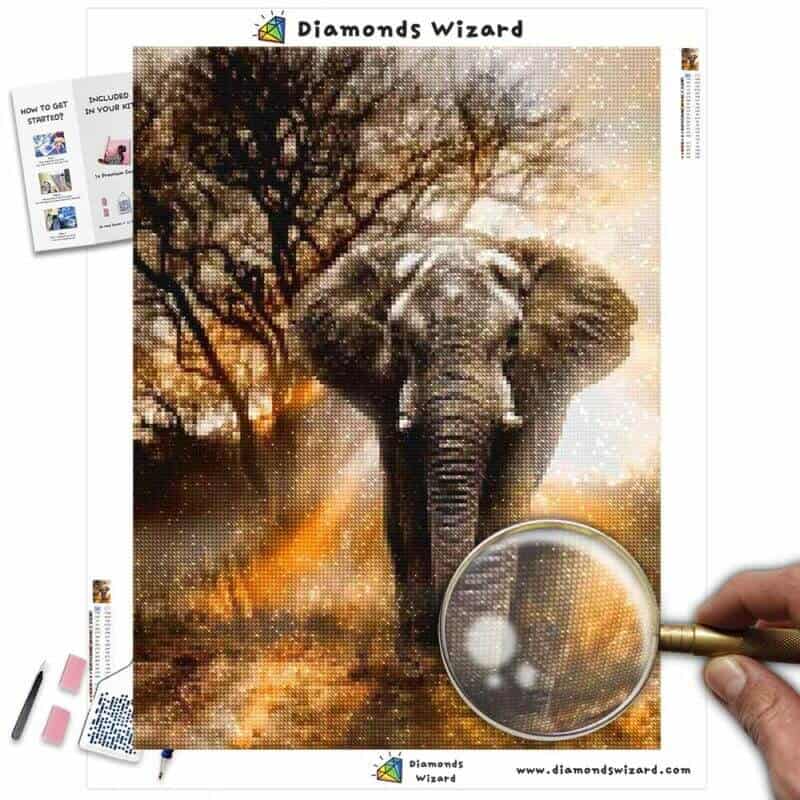 Diamanttrollkarldiamantmålningssatser djurelefantersavannsmajesticelephantcanvasjpg
