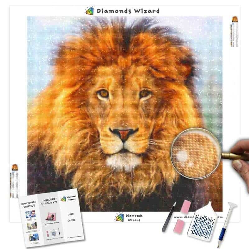 Diamanttrollkarldiamantmålningssatserdjur lejonporträttcanvasjpg