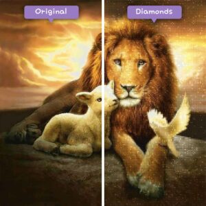 diamanter-troldmand-diamant-maleri-sæt-dyr-løve-løven-og-fårene-før-efter-jpg