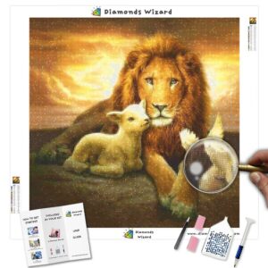 diamants-wizard-diamond-painting-kits-animaux-lion-le-lion-et-le-mouton-toile-jpg