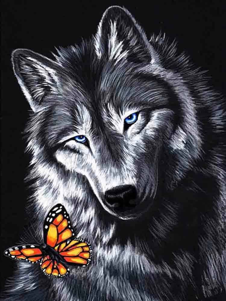 diamonds-wizard-diamond-painting-kits-Animals-Wolf-Black-and-White-Wolf-with-Butterfly-original.jpg