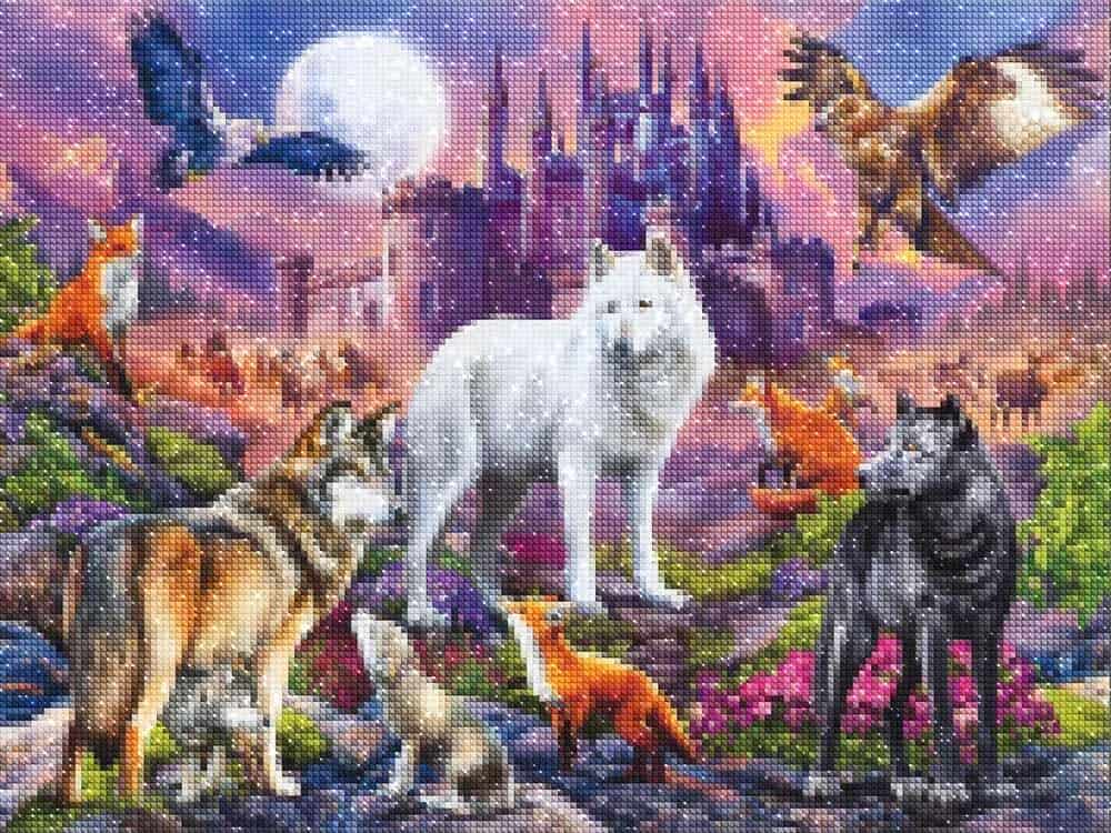 diamonds-wizard-diamond-painting-kits-Animals-Wolf-Wolves,-Foxes-and-Eagles-at-Castle-diamonds.jpg