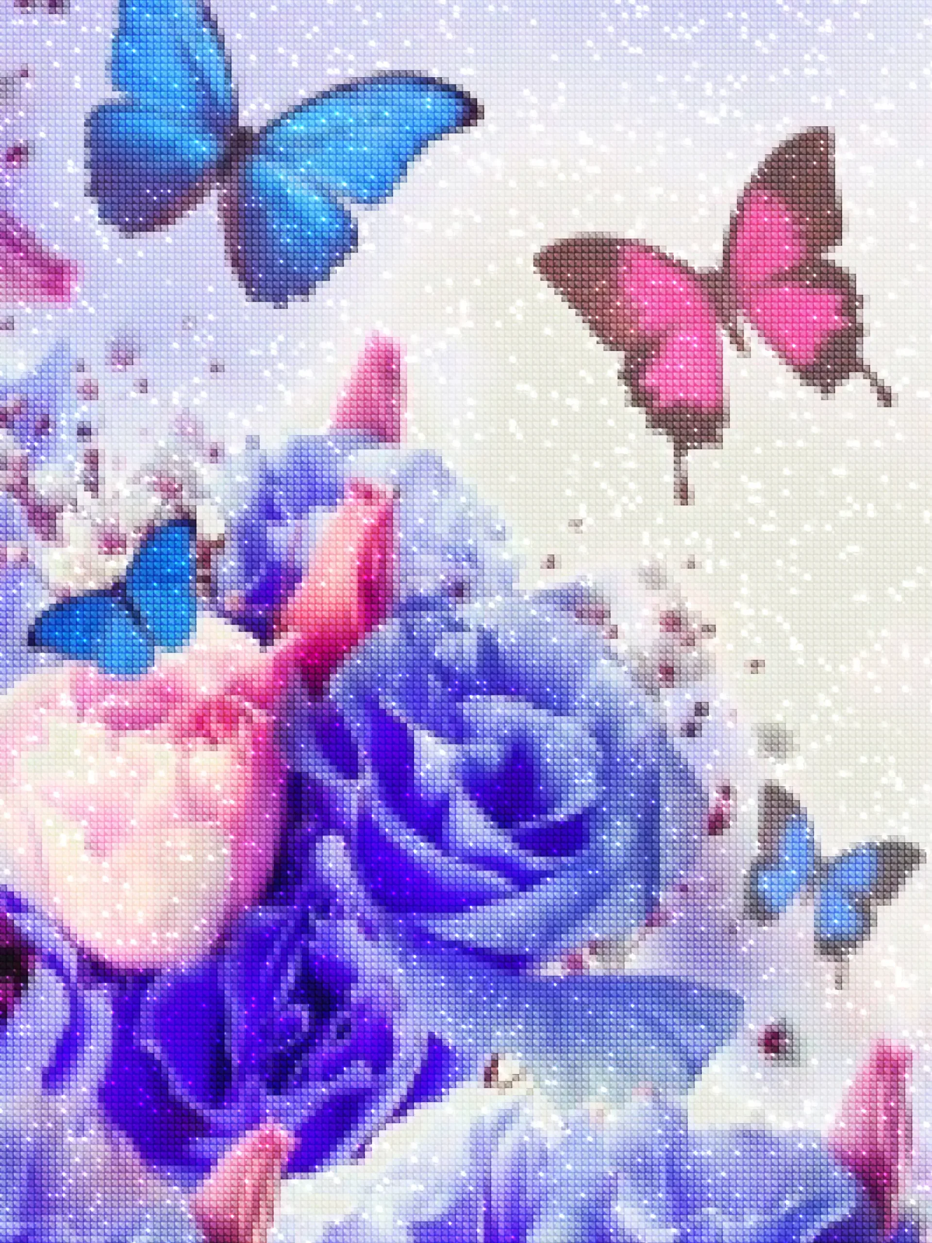 diamanten-wizard-diamond-painting-kits-Animals-Butterfly-A Butterfly's Dream of Roses-diamonds.webp