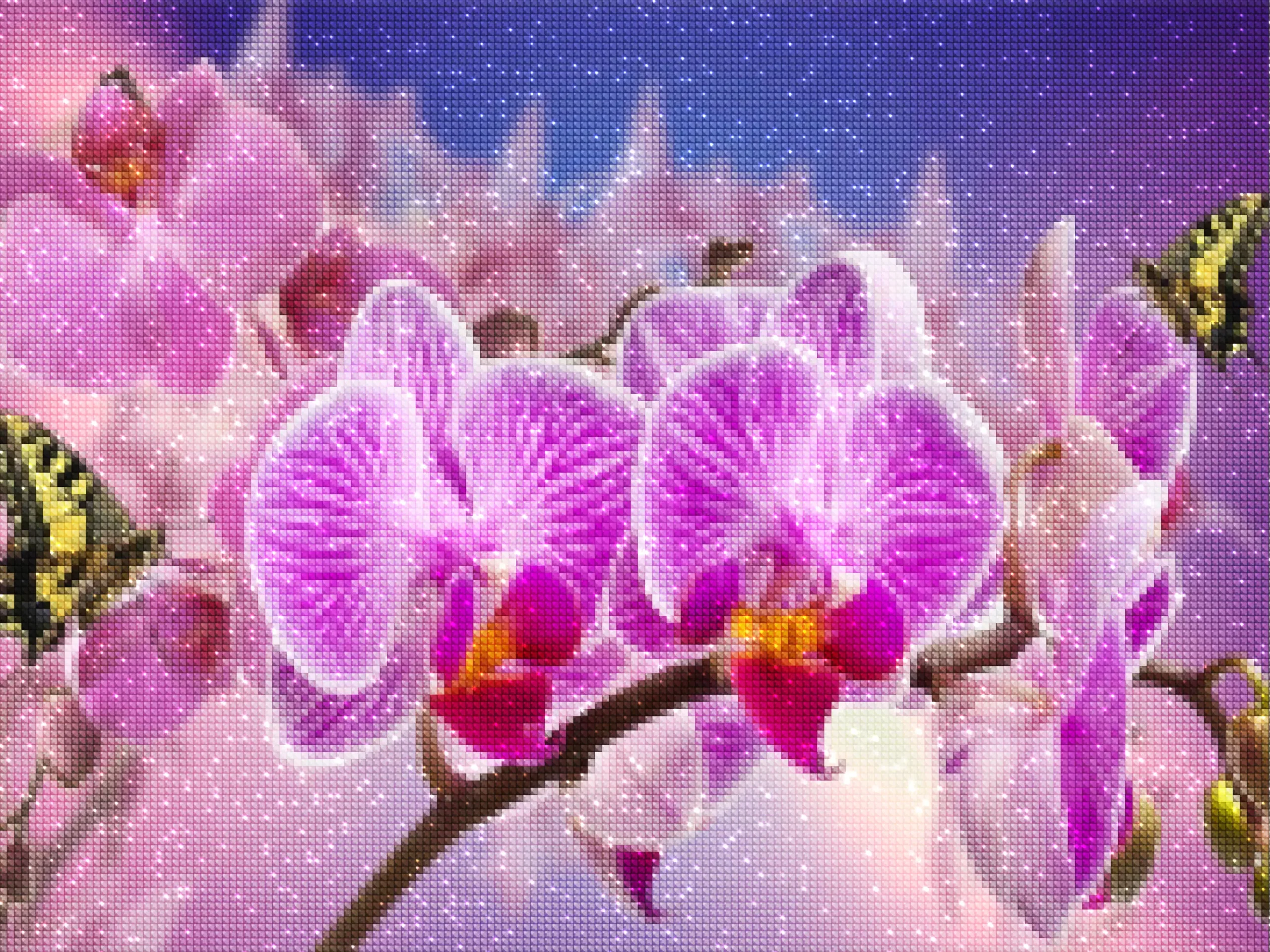 diamanter-trollkarl-diamant-målningssatser-Djur-Fjäril-lila orkidéer med fjärilar-diamanter.webp