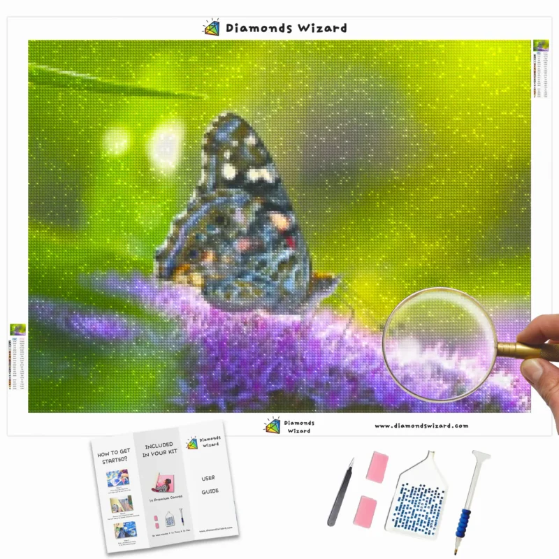 DiamondswizardDiamantmalerei-SetsTiereSchmetterlingDer Schmetterling auf der lila BlumeCanvaWebP