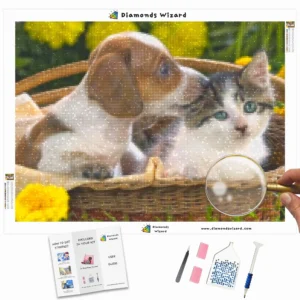 kits de pintura-de-diamantes-mago-de-diamantes-animales-gato-adorable-cachorro-y-gatito-en-una-cesta-canva-webp
