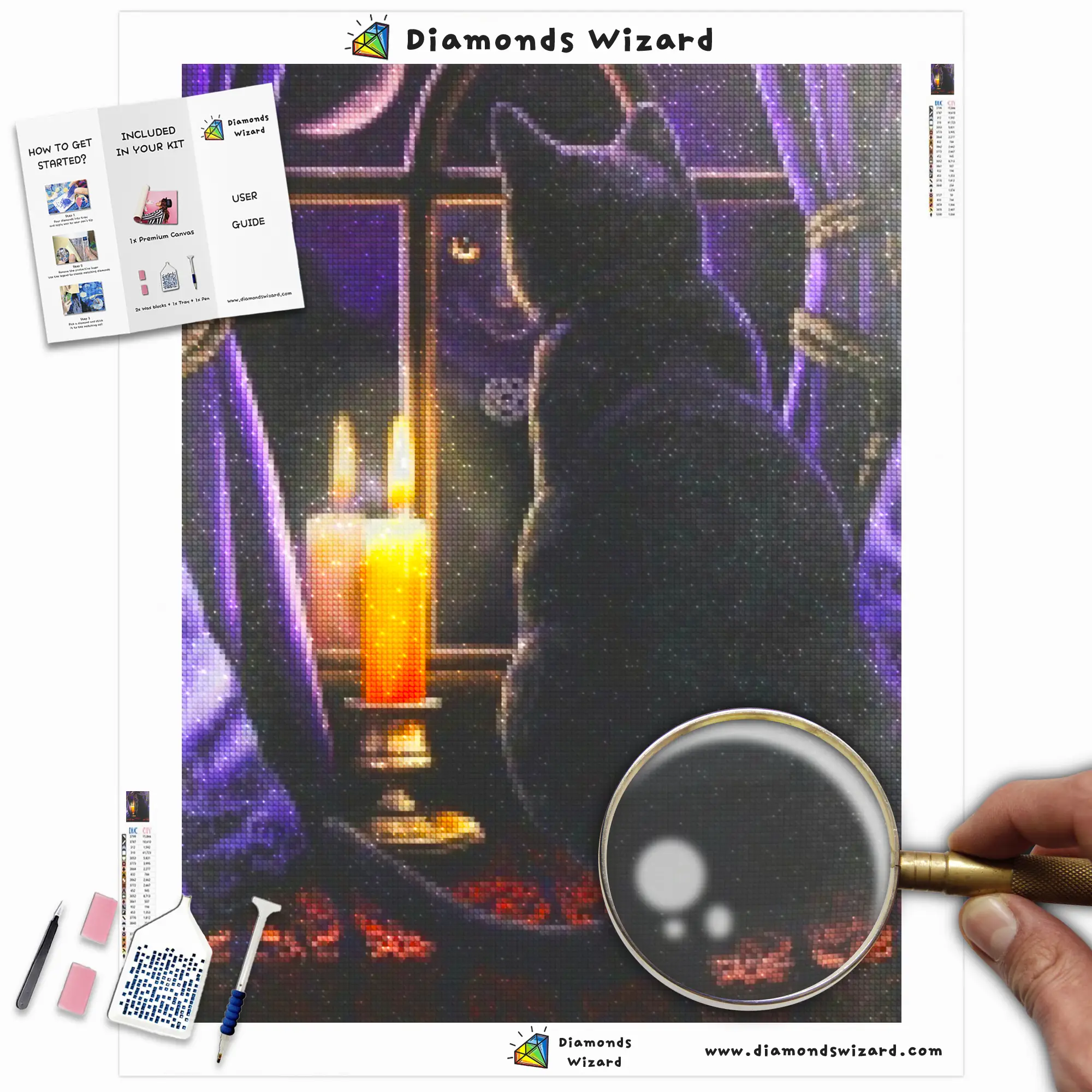 Diamond Painting Black Cat's Mysterious Night – Diamonds Wizard