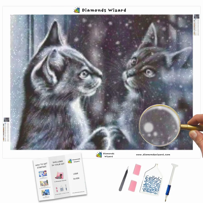 Diamanttrollkarldiamantmålningssatser djurkatterkatter spegelcanvawebp
