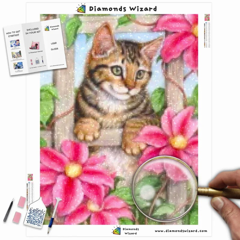 Diamondswizarddiamondpaintingkitsanimalscatcutekitteninflowerscanvawebp