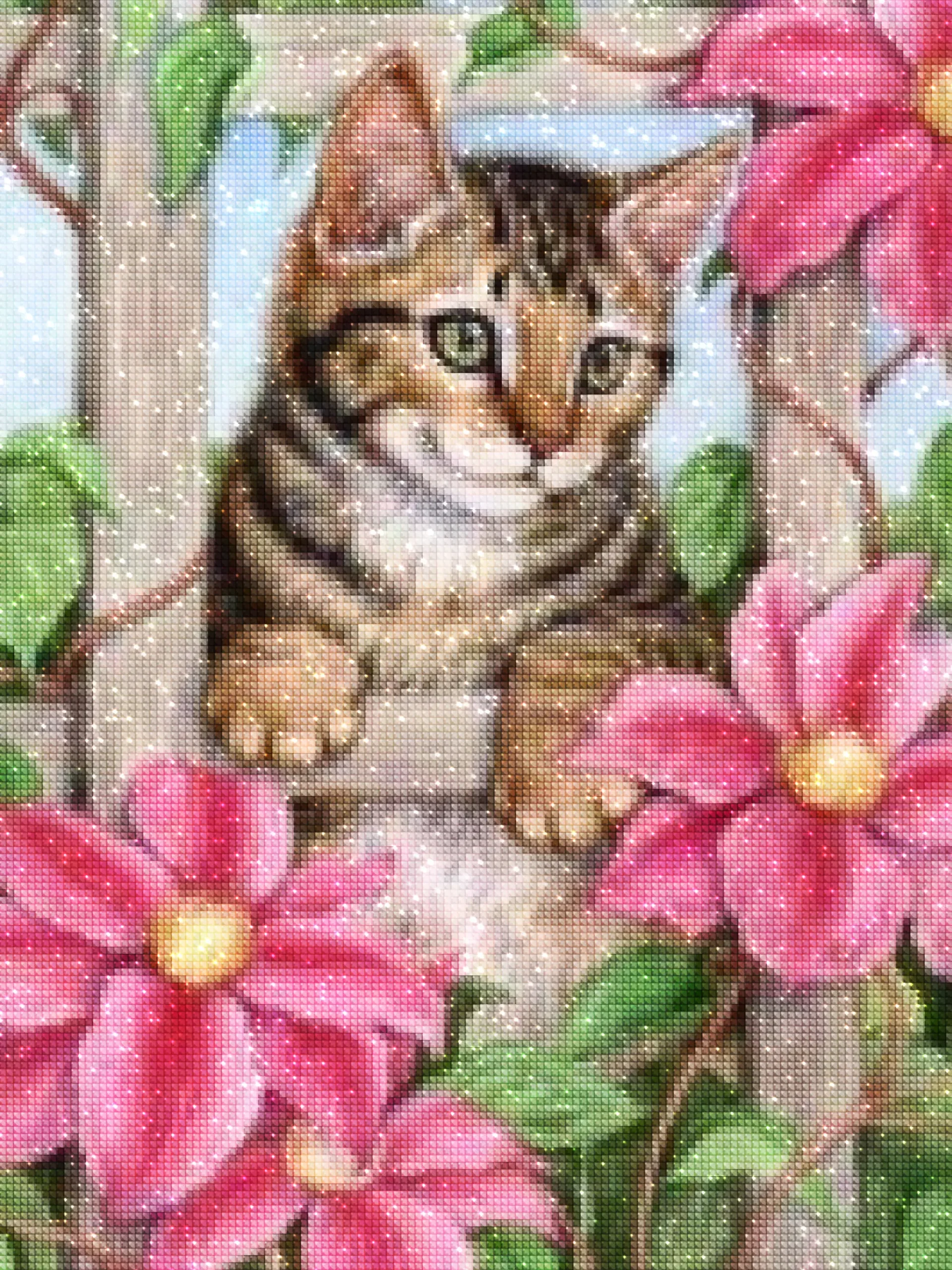 Diamond Painting Simpatico gattino tra i fiori – Diamonds Wizard