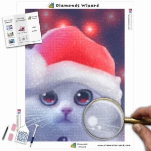 Diamonds-Wizard-Diamond-Painting-Kits-Tiere-Cat-cute-Kitten-in-Santa-Hut-Canva-Webp