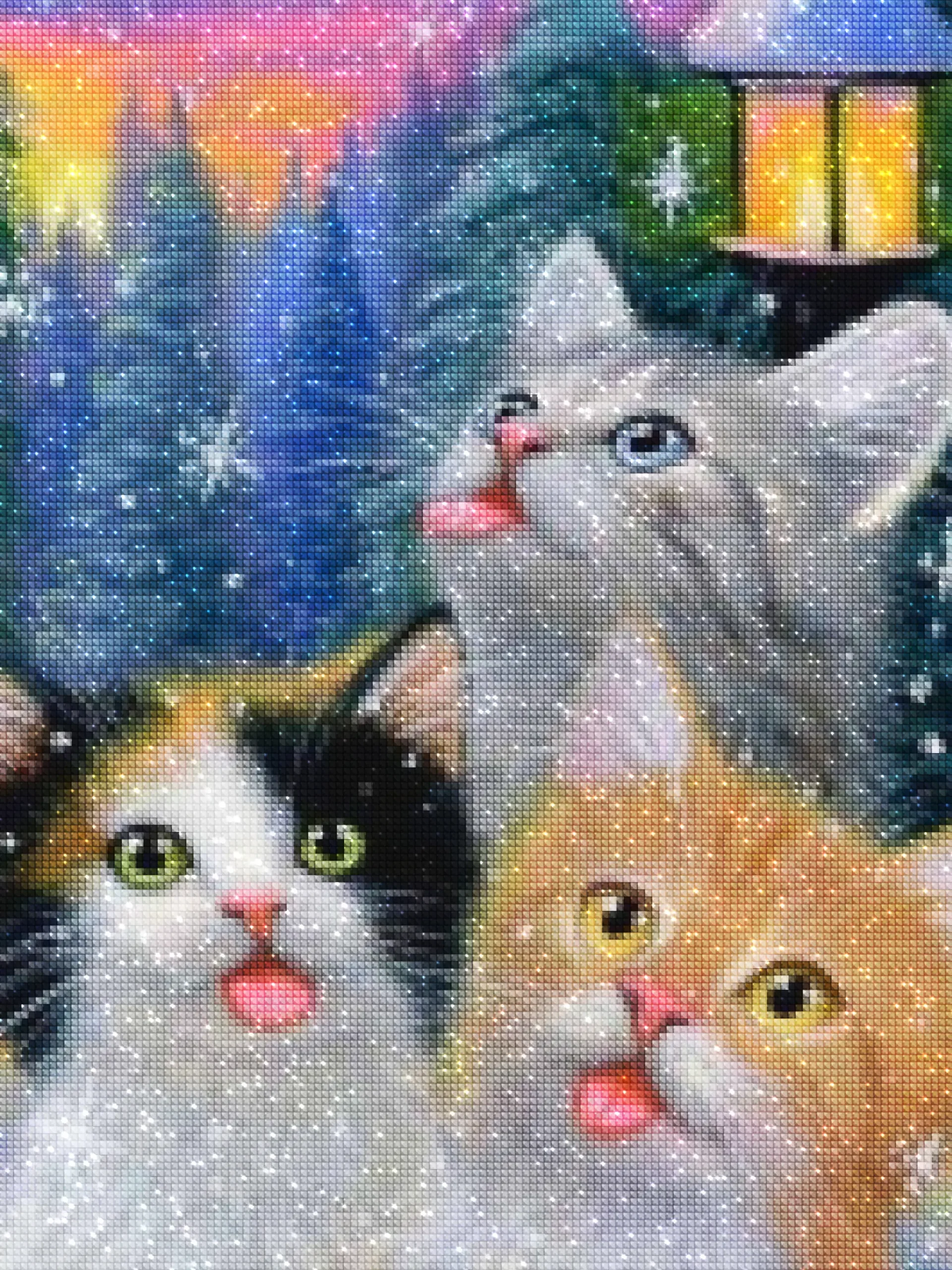 diamantes-mago-kits-de-pintura-de-diamantes-Animales-Gato-Lindos gatitos y copos de nieve-diamantes.webp