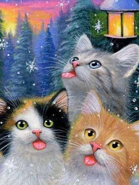 diamantes-mago-kits-de-pintura-de-diamantes-Animales-Gato-Lindos gatitos y copos de nieve-original.jpeg