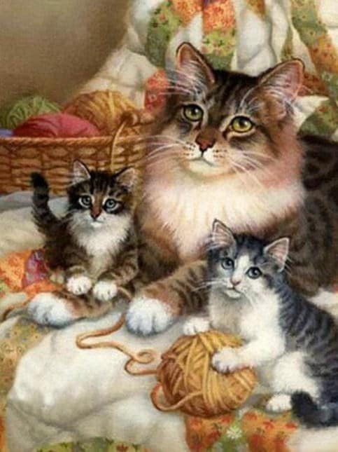 diamenty-czarodziej-zestawy-do-diamentowego-malowania-Zwierzęta-Cat-Feline Family-original.jpeg