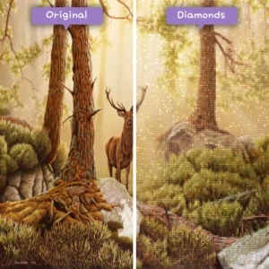 diamanter-trollkarl-diamant-målningssatser-djur-hjortar-majestätiska-kronhjortar-i-skogen-före-efter-webp