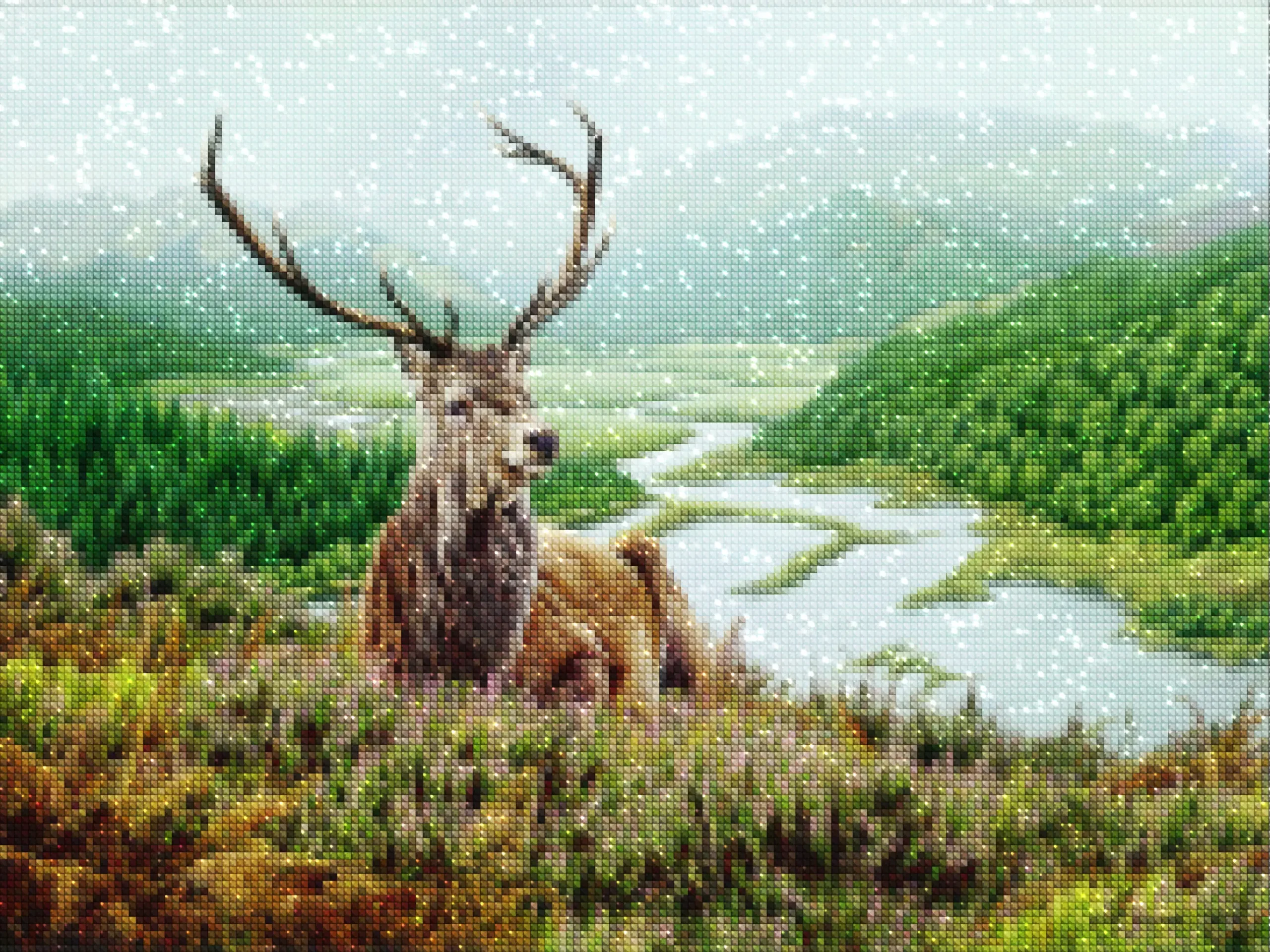 diamonds-wizard-diamond-painting-kits-Animals-Deer-Wild Deer in the Mountains-diamonds.webp