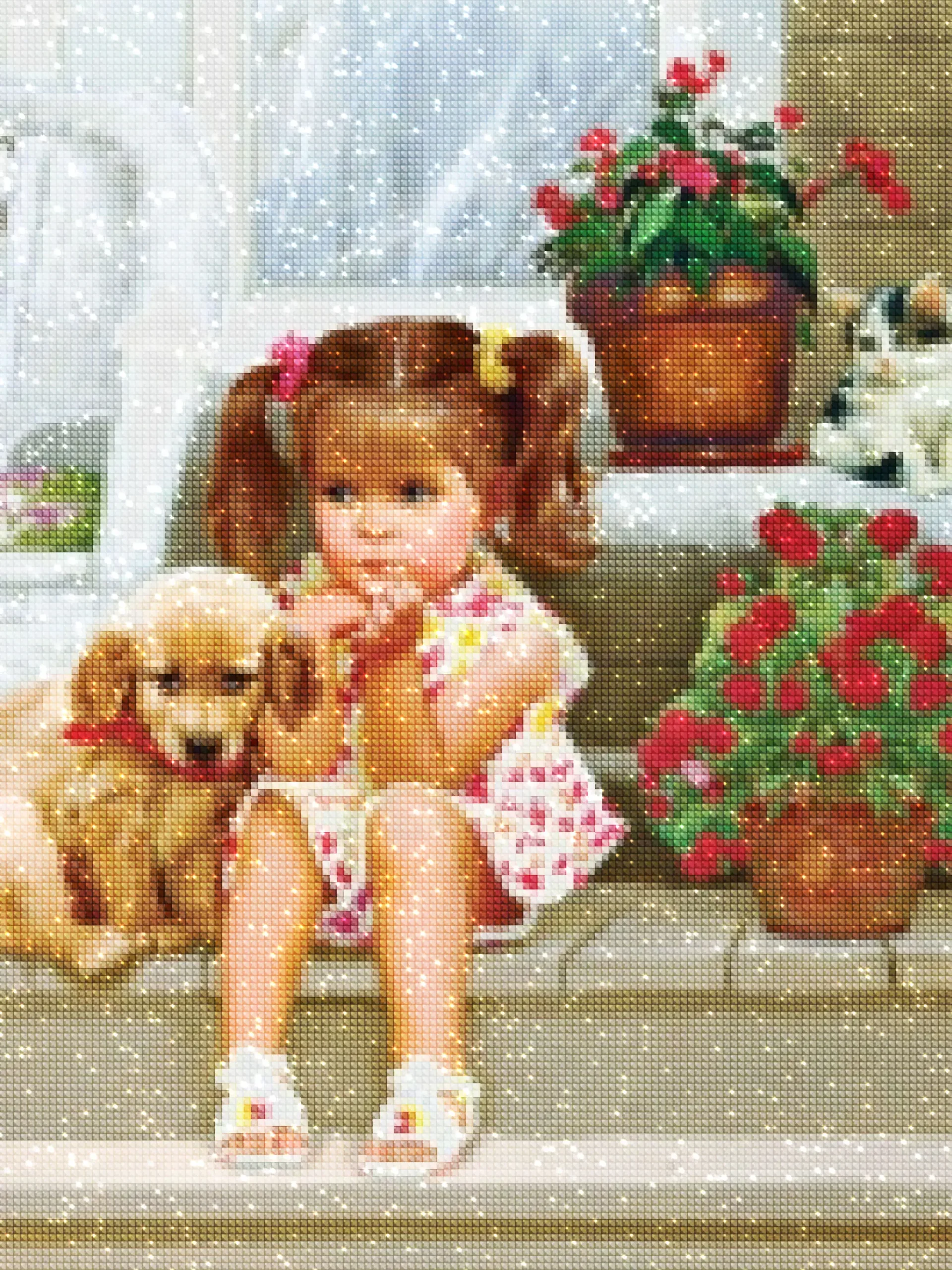 diamantes-mago-kits-de-pintura-de-diamantes-Animales-Perro-La niña y su cachorro-diamonds.webp