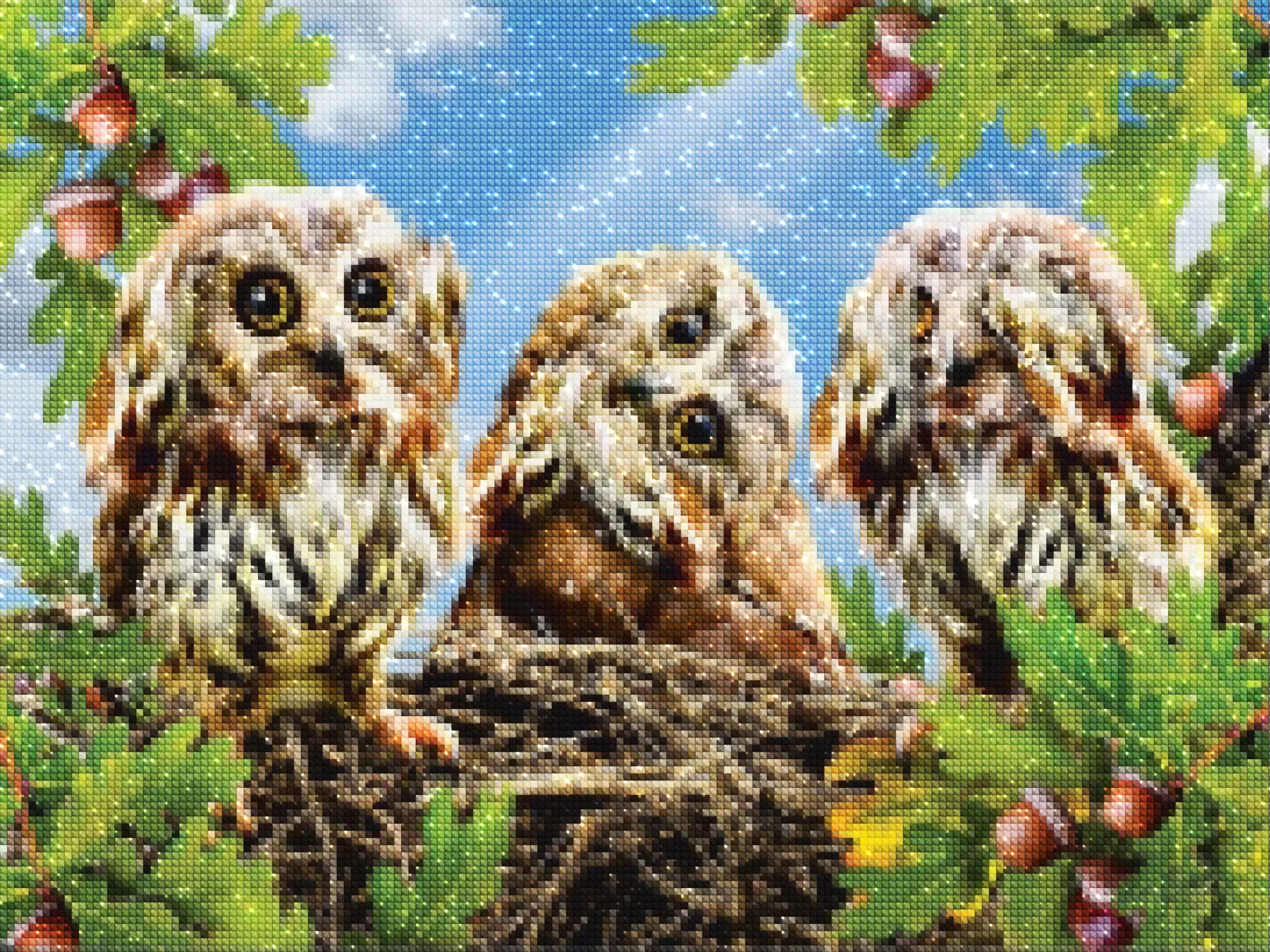 diamonds-wizard-diamond-painting-kits-Animals-Owl-Little Owls in the Nest-diamonds.webp