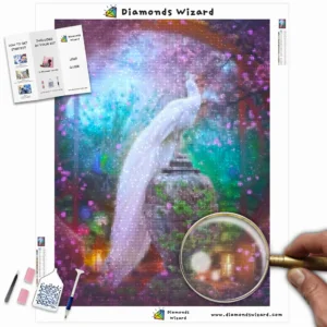 diamonds-wizard-diamond-painting-kits-animals-peacock-white-peacock-in-the-garden-canva-webp