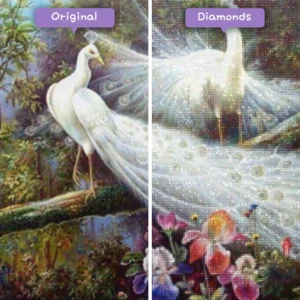 Diamanten-Zauberer-Diamant-Malerei-Sets-Tiere-Pfau-weiße-Pfauen-im-Wald-vorher-nachher-webp